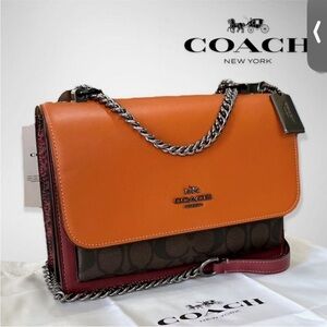 NWT Coach Klare Crossbody in Signature Canvas with snake-embossed Leather